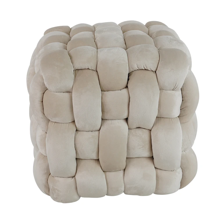 Modern Nordic Luxury Small Upholstered Ottoman Foot Stool Soft Ottoman Pouffe