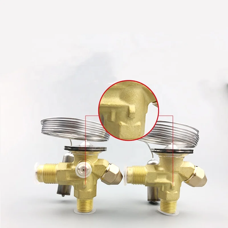 T2 TE2 R404a R22 Refrigeration Part Brass Thermal Expansion Valve for Air Conditioning Evaporator