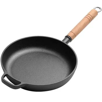 Traditional Hand Handmade Iron Wok Non-stick Carbon Steel Wok Pan Non-coating Chinese Wok with Wooden Lid