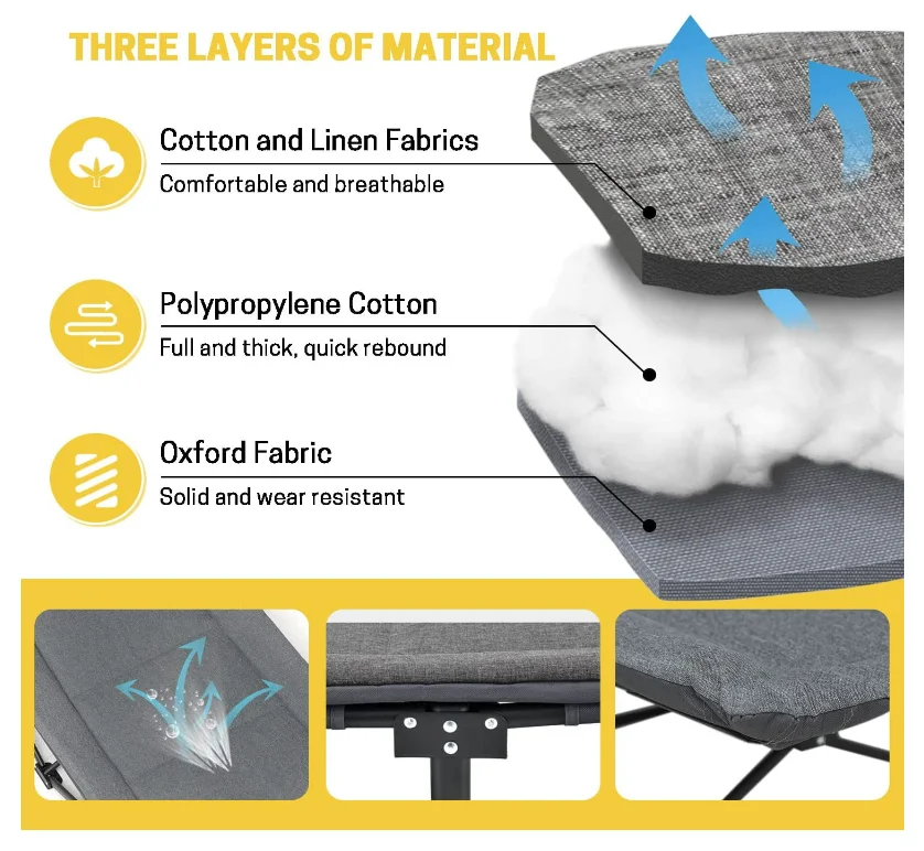 BENOY Factory Lightweight Portable Single Extra Camping Beach Guest Small Cot Metal Mattress Inside Folding Bed in Stock