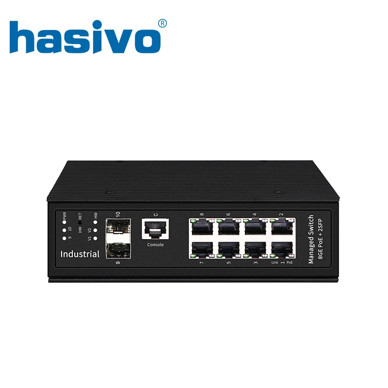 8 Port PoE Gigabit Industrial Managed Ethernet Switch with 2 SFP