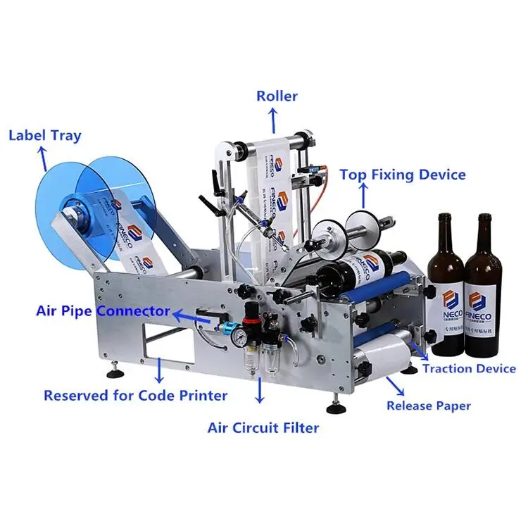 Automatic Round Bottle Flat Bottle Two Sides Two Sticker Labeling Machine Double Sides for Plastic Round Bottle