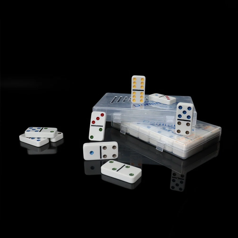 Profesional Manufacture Colored Dots Dominoes with Transparent Plastic Cheap Kids Toy Factory for Indoor Funny Game