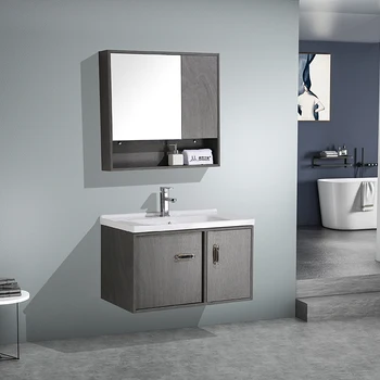 Bathroom cabinet Marble wash basin  Floor Plywood bathroom Vanity with led smart mirror