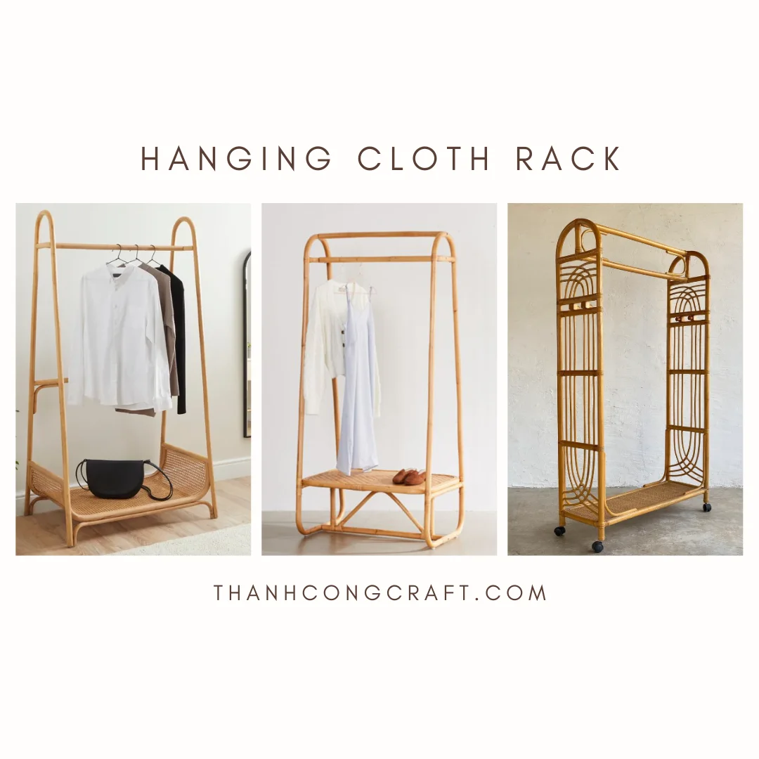 Rattan Floor Clothes Rack Nordic Rattan Coat Rack Household Storage ...