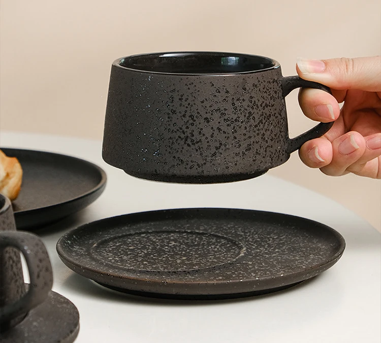 Japanese Coffee Cup Set Retro Creative Ceramic Cappuccino Latte Cup Set