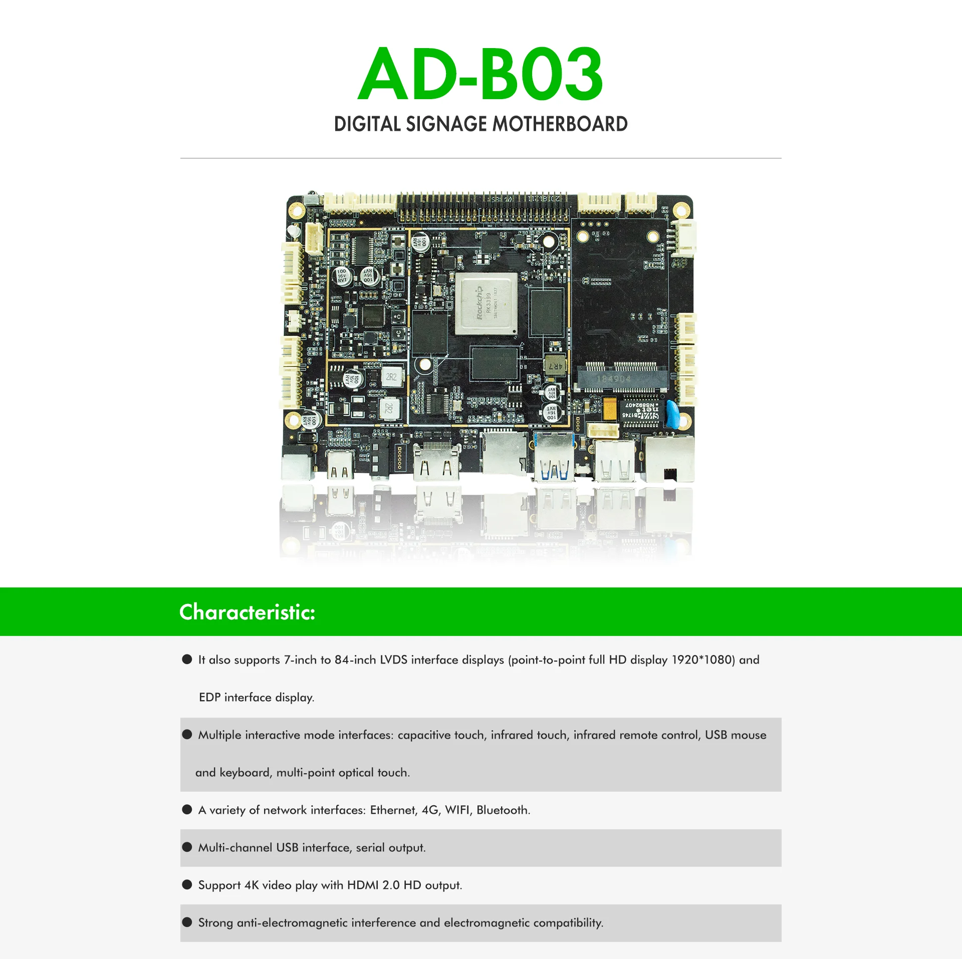 Industrial Android PCBA Board Rk3399 Six-core Digital Advertising Player In Shopping Mall With Remote Management