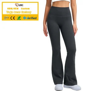 New Arrival 7A Antibacterial Elastic Waist Breathable Sports Leggings Women Fitness Solid High Waist Bell Bottoms Skin Friendly
