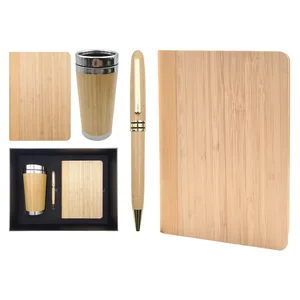 2026 Custom Promotional Luxury A5 Eco Journal Bamboo Business Diary Notebook Gift Set With Pen Business Cup
