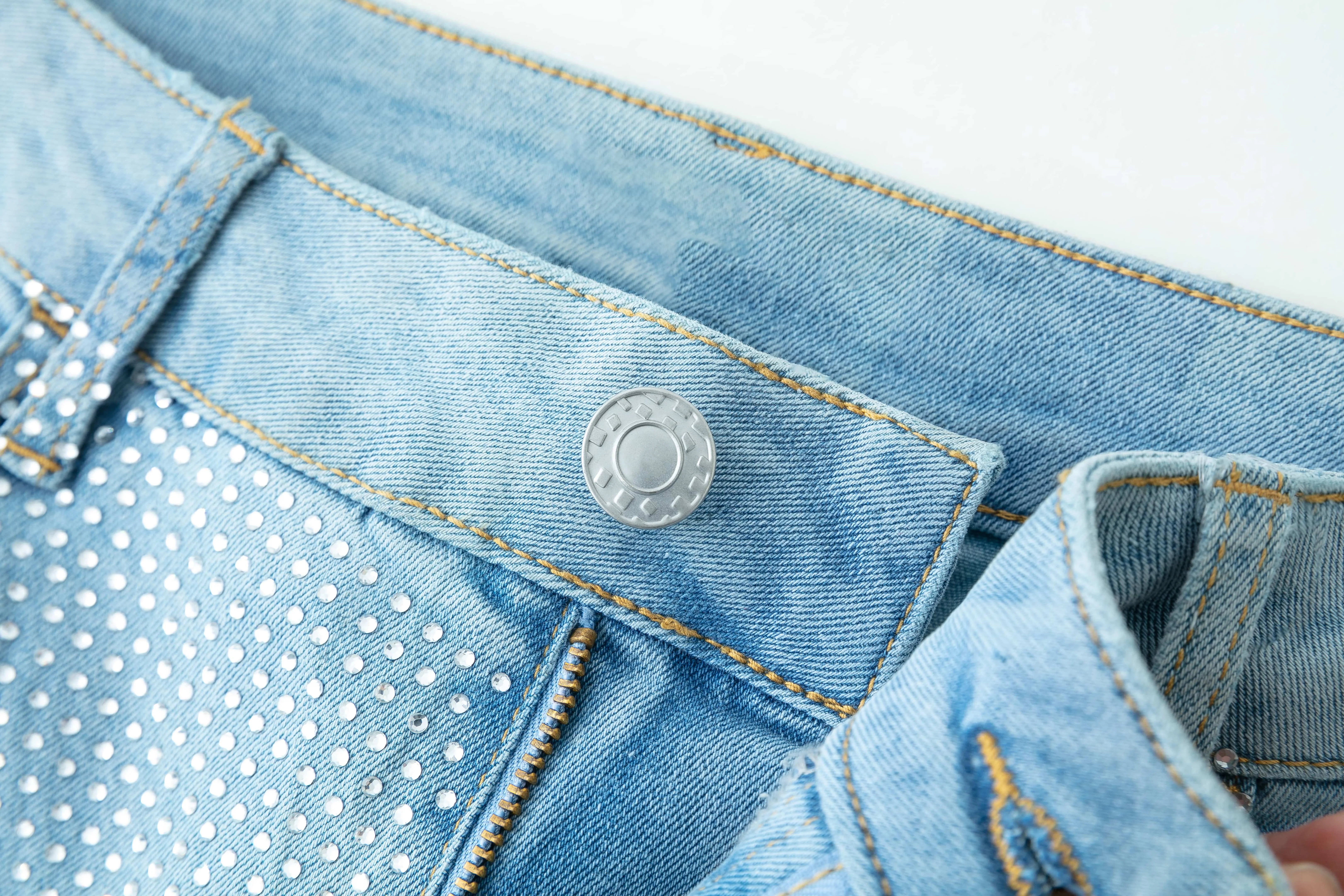 Custom Washed Washed Rhinestone Wide Leg Jeans Denim Pants Wide Leg Denim Jeans Baggy Women's Pants Women Jeans