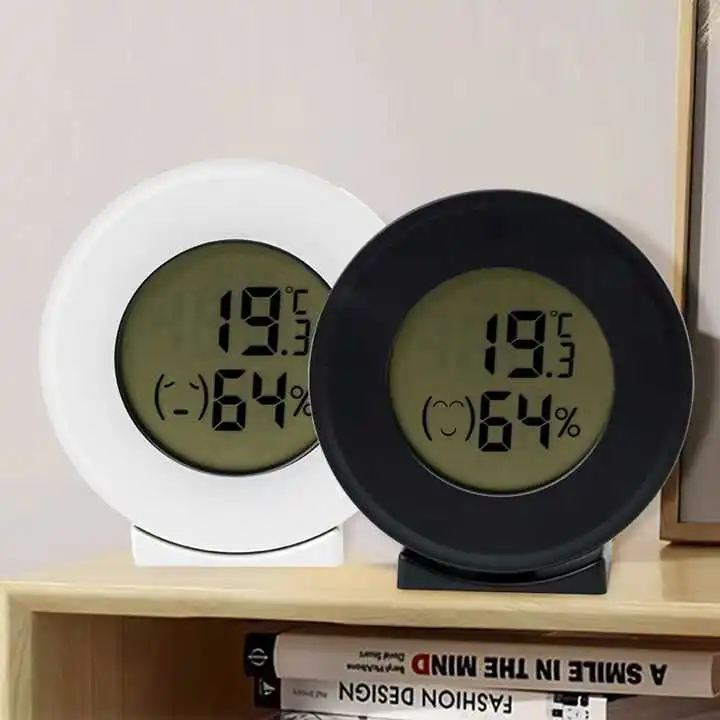 Mini Digital Thermo-Hygrometer Hygrometer Humidity and Temperature Round Mini Plastic LED Home Electronic Thermo-Hygrometer