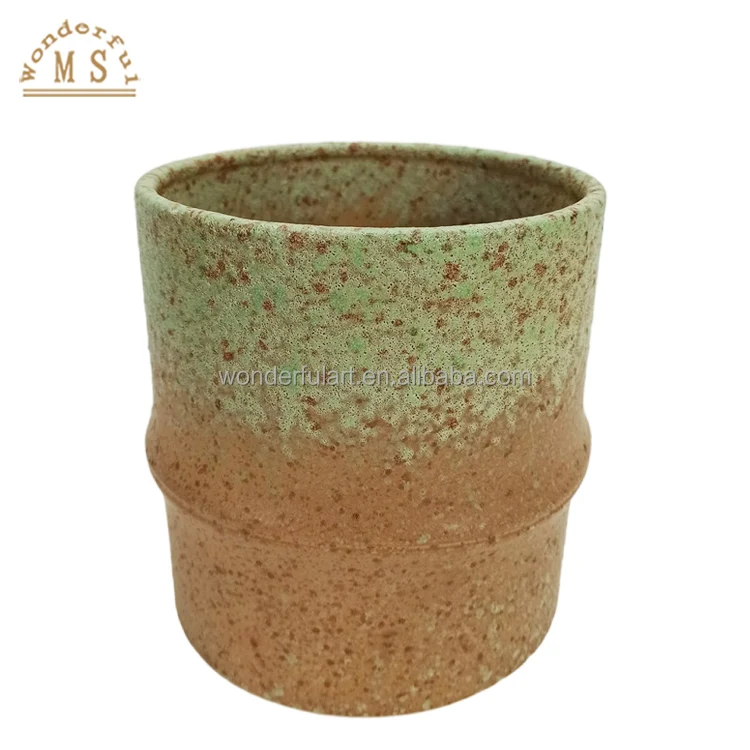 Oem customized ceramic succulent reactive glaze flowerpot porcelain stoneware flower vase souvenir home garden matte planter