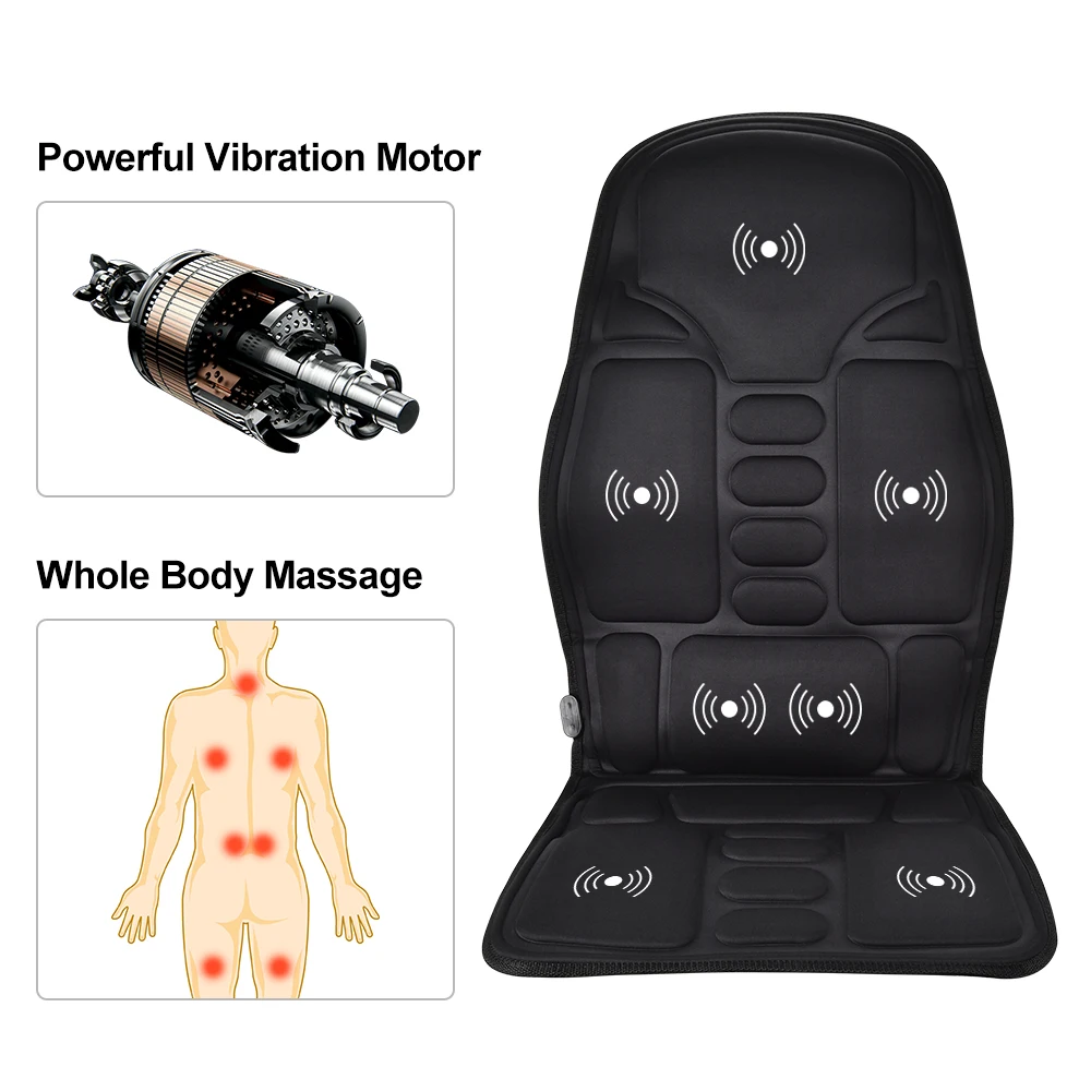 Vibration massage cushion with Heat 6 Vibrating Motors and 2 Heat Levels car seat back cushion massage