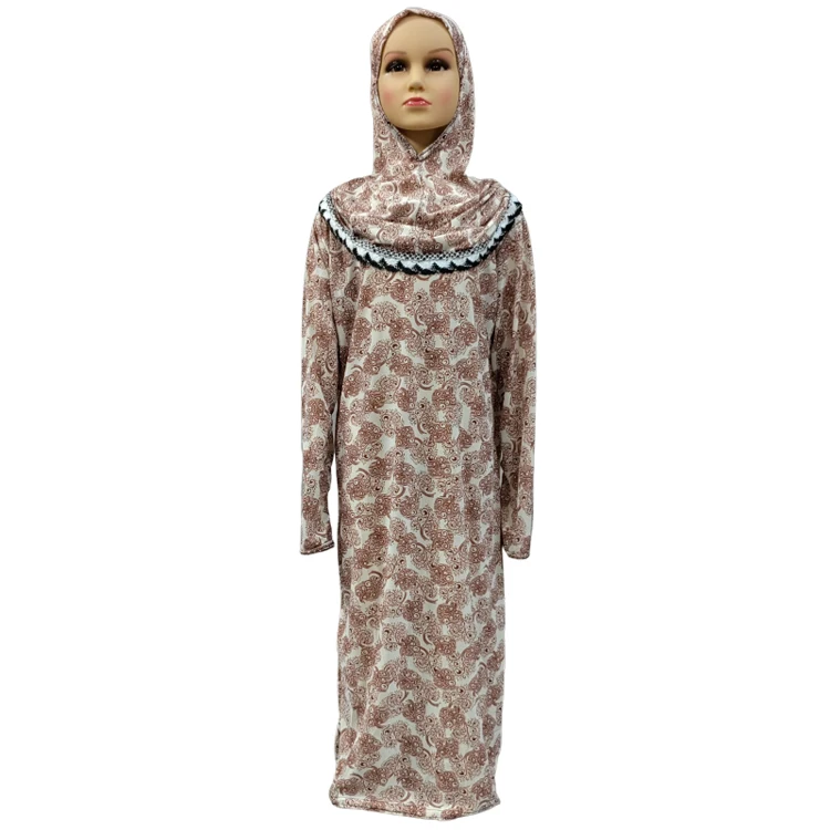 Robe Prière Fille Une Pièce Manches Longues + Hijab – Vêtement Islamique Enfant 0-5 Ans – Ramadan Confortable