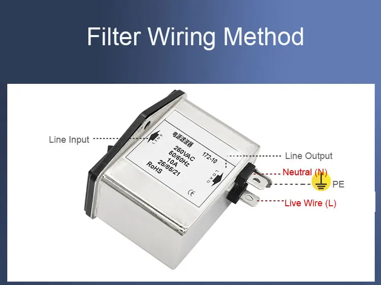 AC 250V 1A 3A 6A 10A Power Line Noise Suppressor IEC Socket EMI Filter Double Insurance RFi (LC RC Networks) for Power System manufacture