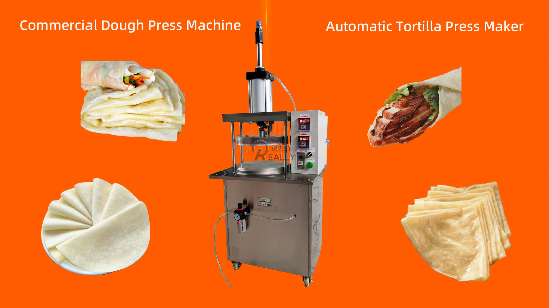 Commercial Automatic Tortilla Pita Dough Sheet Pancake Presser Machine
