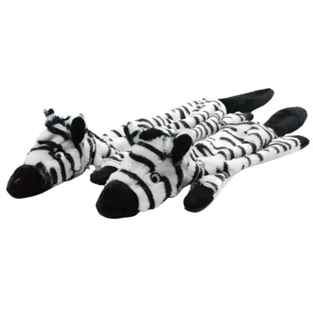 Amaz High Quality Soft Chew No Stuffing Zebra Squeaky Plush Pet Dog Toy