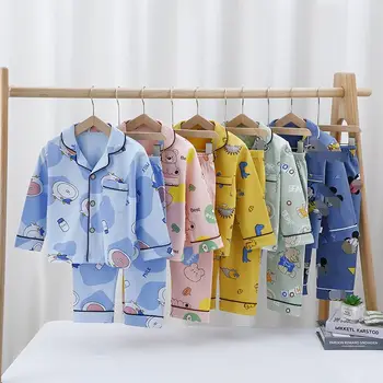Casual Long Sleeve Winter Cartoon Knitted Pajamas Baby Kids Girls' Sleepwear Pjs Pyjamas