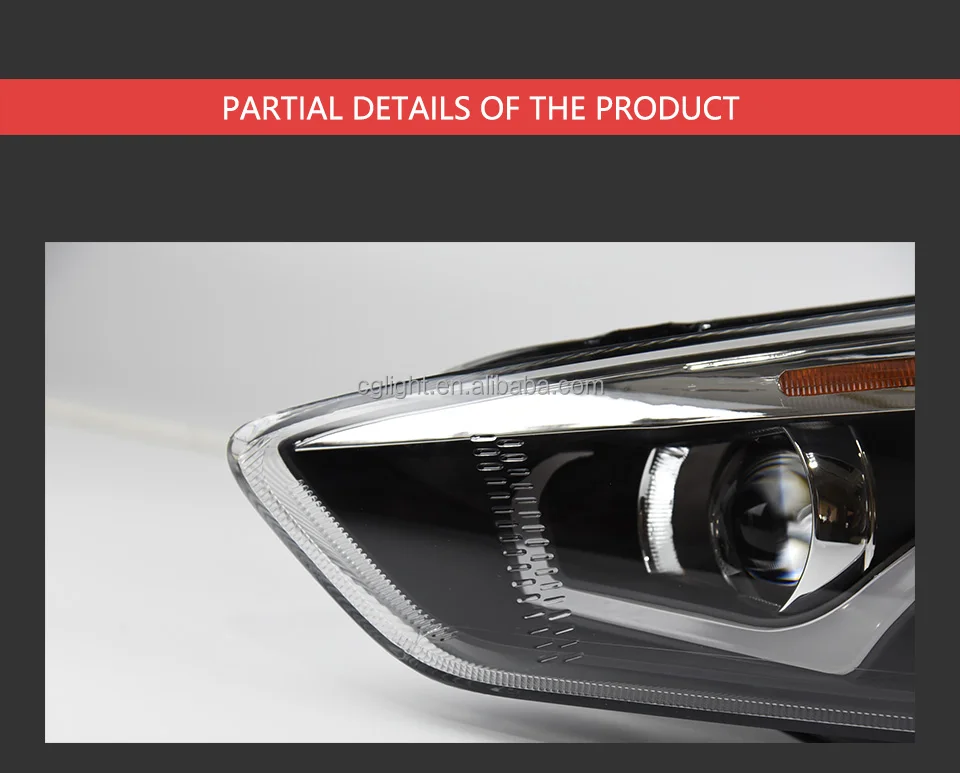 Faro delantero para coche Ford Focus, lente de proyector, señal dinámica Drl, accesorios automotrices, 2015-2017