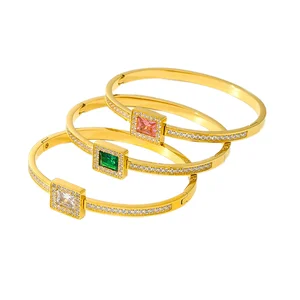 MW Elegant Zircon Price Fine Fashion Stainless Steel Waterproof Geometric Trendy Dainty Gold Plated Bracelets Jewelry