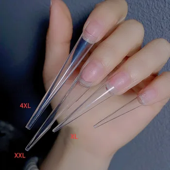 MIMU Pre-designed Half Cover French Style Stiletto Pointed Plastic Long Nail Art Pieces 500pcs Pack Wholesale