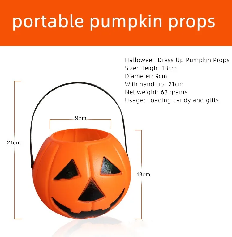 Wholesale Plastic Halloween Pumpkin Buckets Large,Medium And Small Children's Candy Jar Fall