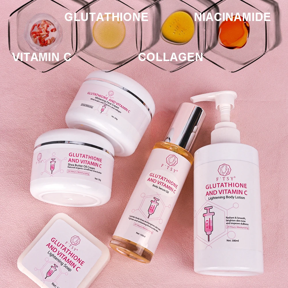 kojic acid soap and glutathione soap and cream 2x Plus+ Whitening Program Black Vit C&E Bleach (2 Pcs) The natural active ingredients of the brightening soap will help to build illuminated and glowing skin Kojic Acid Soap Arbutin Glutathione