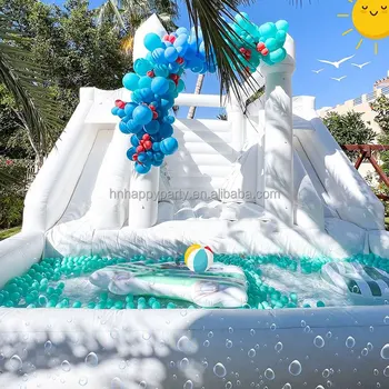White bounce house combo inflatable water slide playground with water pool for event rental items