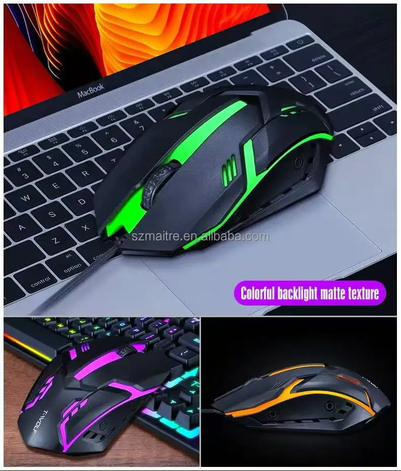 Wholesale Gamers Combo Set TF200 Glowing Cool Keyboard Mouse Combos Pudding Keycaps Clav aperçu 4