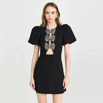 2024 Summer New Banquet Black Dress High-end Women's Design Niche Slimming Hepburn Style Skirt