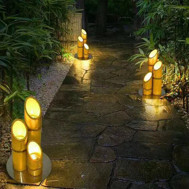 Bambus stumpf Lampe Harz Verstrkte Landschafts beleuchtung Riss  Installieren Sie leuchtende Bambus lampe Dekoration Garten Rasen leuchten