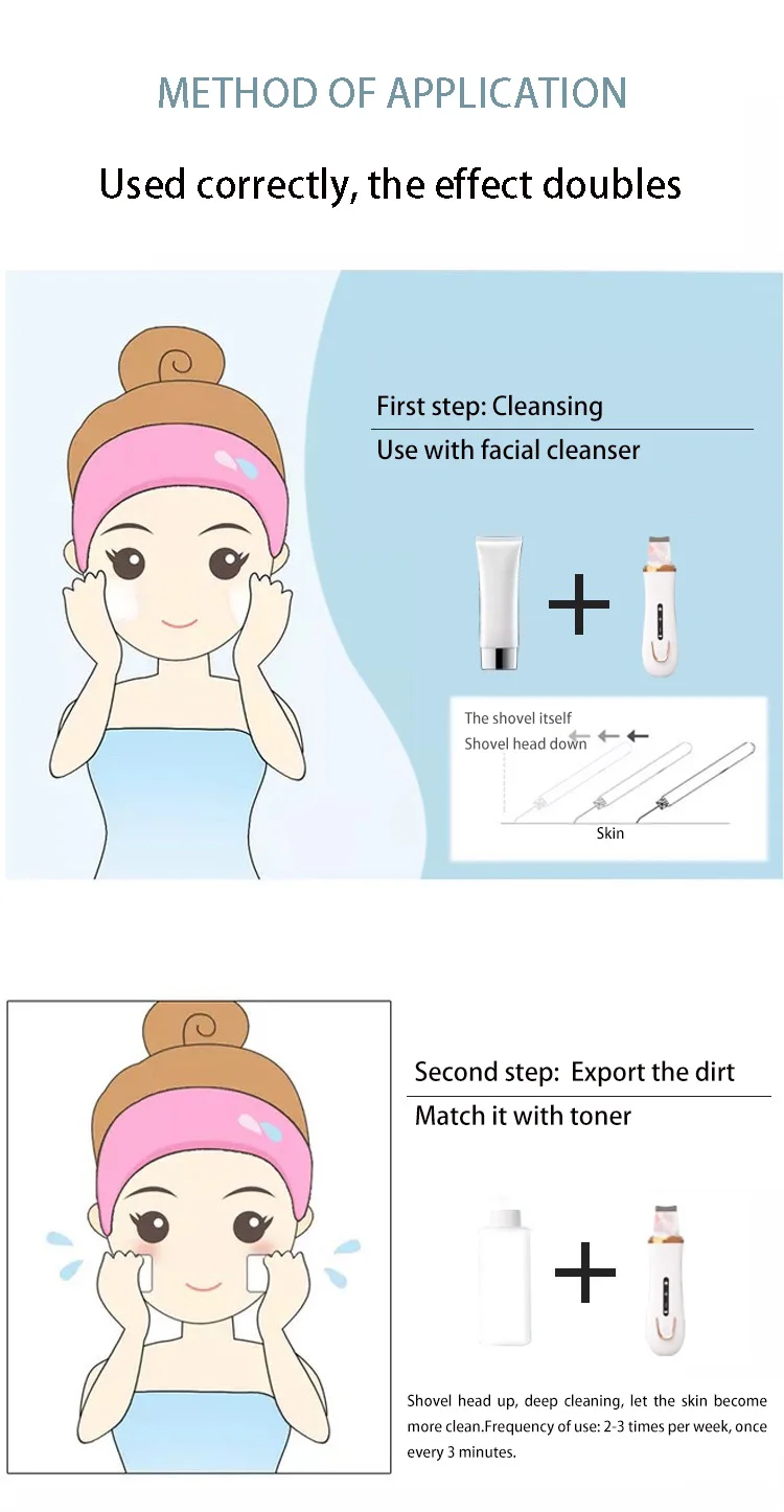 fashional Deep Cleaning Exfoliators rechargeable home use dead skin Blackhead Remover ultrasonic facial skin scrubber