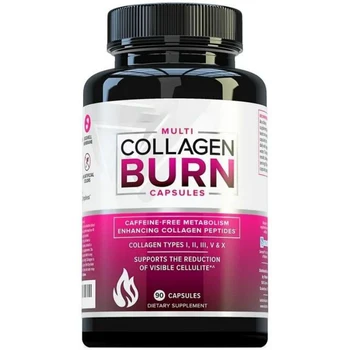 Multi Collagen Burn Pills Hydrolyzed Collagen Peptides with Cellulite Smoothing Support,Vitamin C, Hyaluronic Acid & Protein