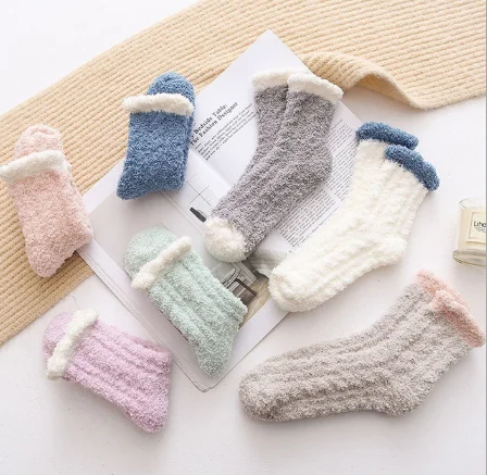 Women Warm Cozy Slipper Fuzzy Socks Casual Microfiber Fluffy Socks ...