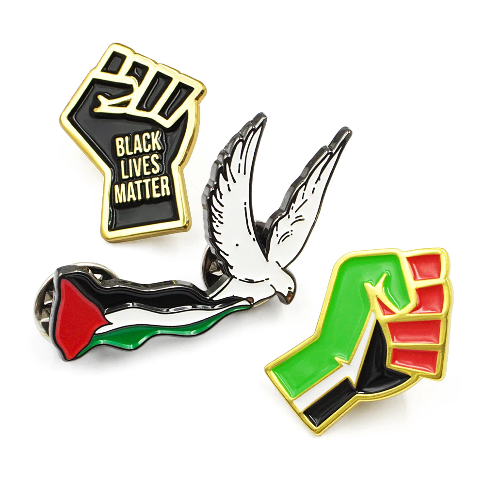 6 Broches Drapeau Palestine En Forme De Cœur – Badges Métalliques Pour Vêtements, Sacs, Collections - 4
