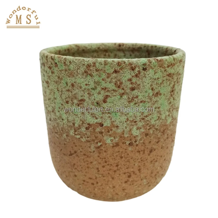 Oem customized ceramic succulent reactive glaze flowerpot porcelain stoneware flower vase home marble garden matte planter