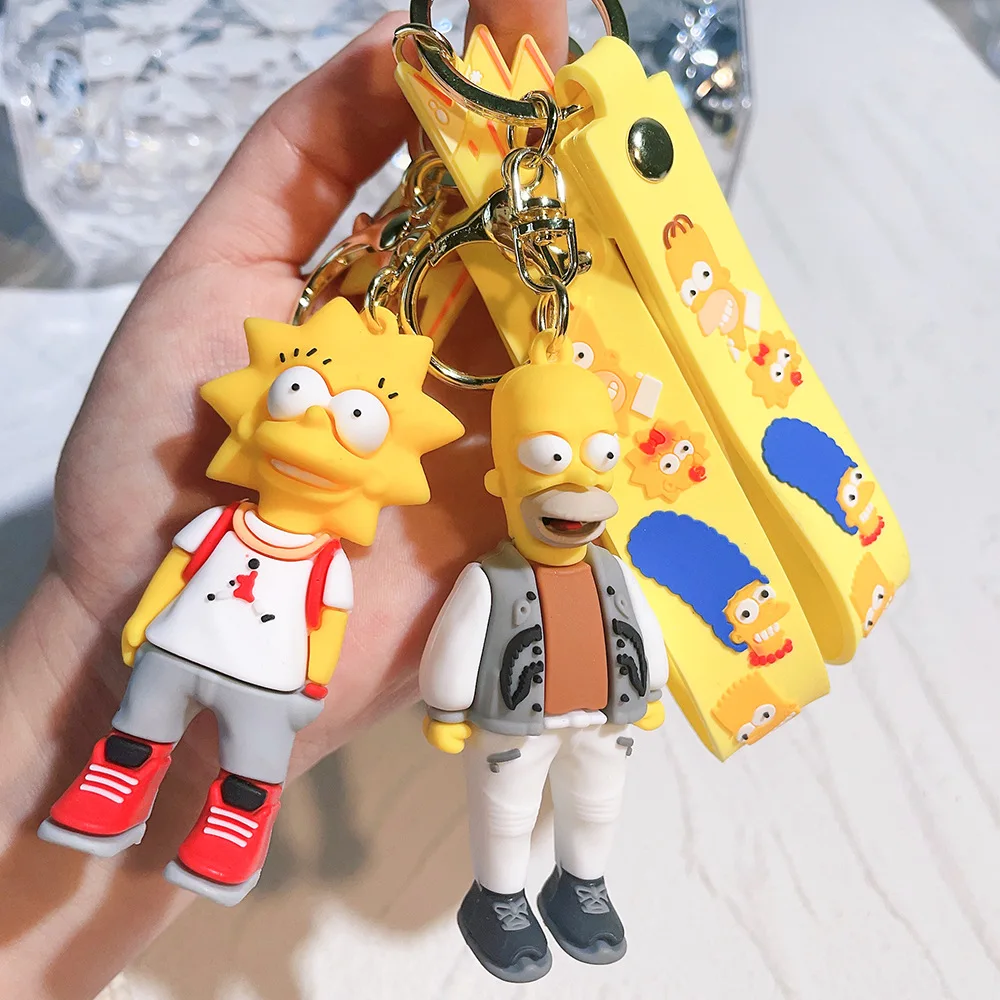 ZY2465C 2024 New Style Classic Anime Cartoon Simpson 3D Keychains Teen Gift Backpack Ornament Doll Pendant Keychain