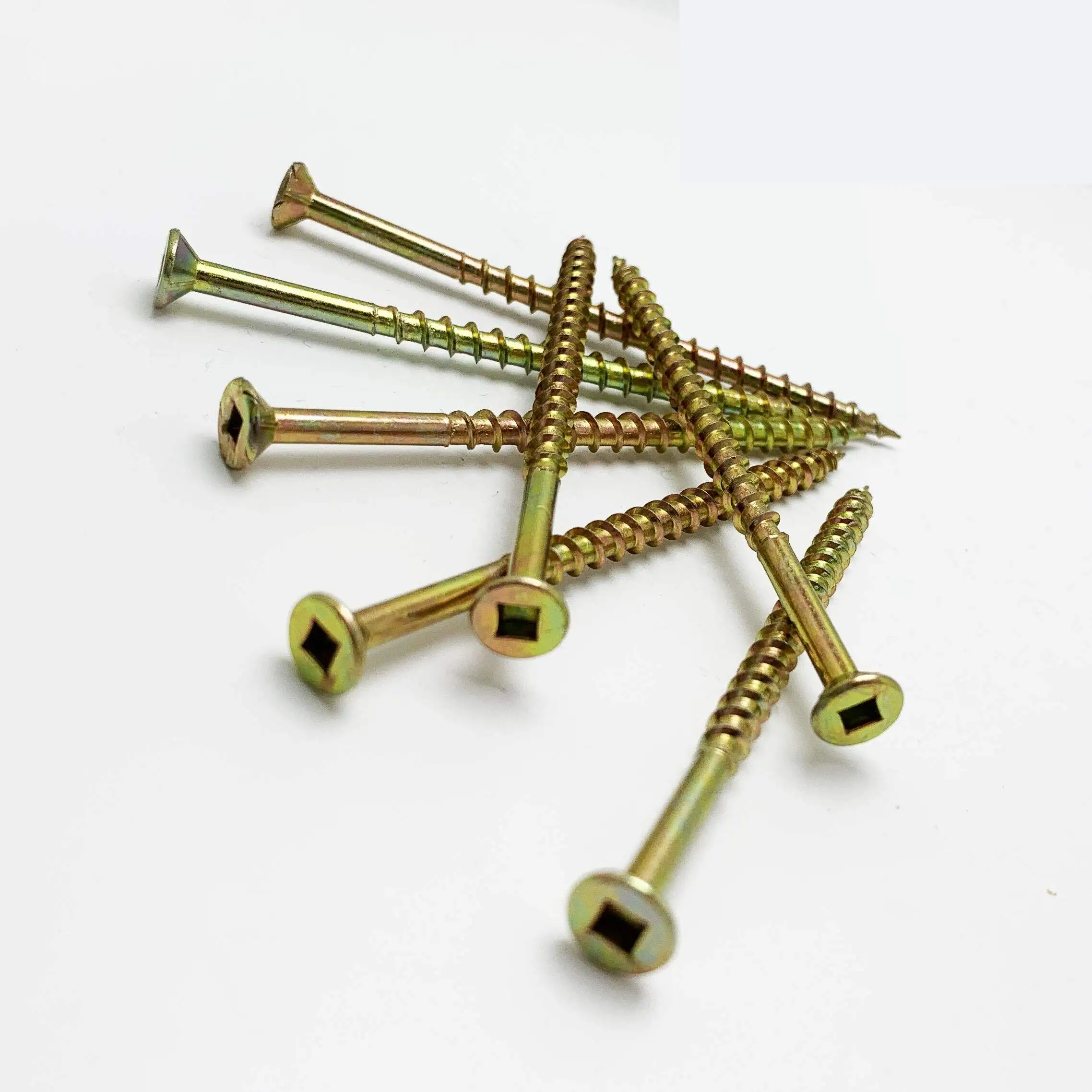 Tornillo de tablero de virutas con cabeza CSK y ranura cuadrada con costillas, galvanizado amarillo, de 20 mm, 30 mm, 40 mm, 50 mm, 60 mm, 70 mm, 80 mm, 90 mm, 100 mm, bajo precio