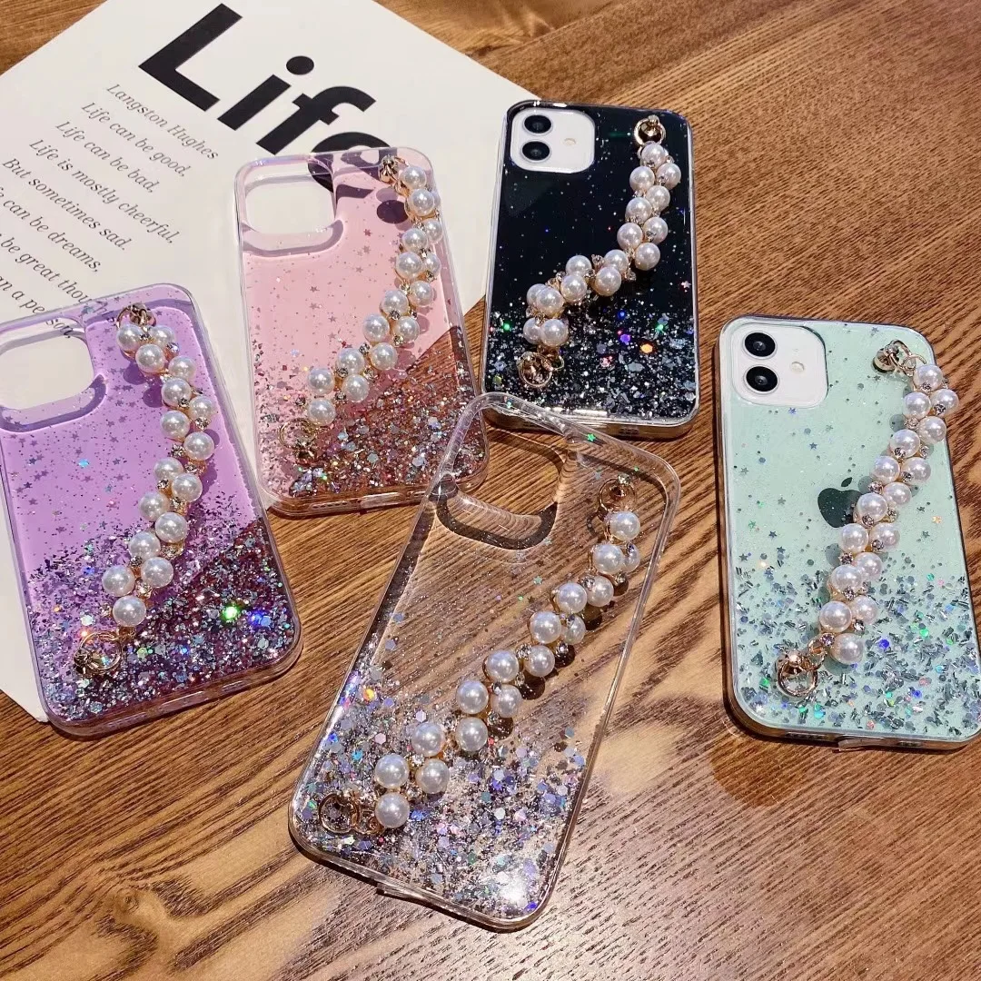 Capa De Celular Transparente Com Glitter,Proteção De Telefone Com Pulseira  De Pérola E Glitter,Transparente,Para Iphone 13 Pro Max - Buy Para O Iphone  13 Pro Max Caso De Telefone,Para O Iphone Caso