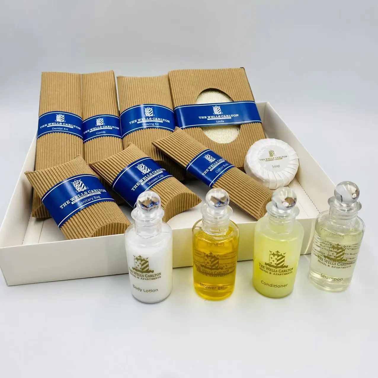 OEM 5 звезд изолированные туалетные принадлежности аксессуары для ванной комнаты Комплект для удобства в ванной комнате