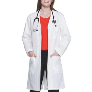 Long Sleeve Women Medical Lab Coat Hospital Uniforms Doctors Nurses Students White Lab Coat