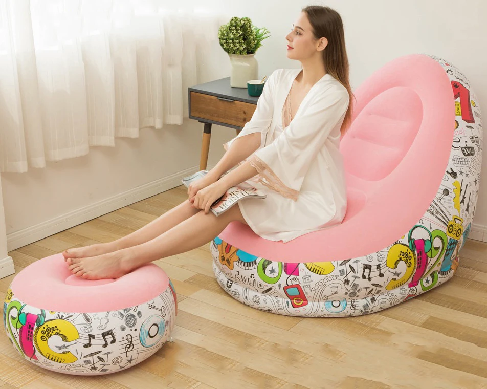 Распродажа Макрон граффити ленивый диван надувной с оттоменом для