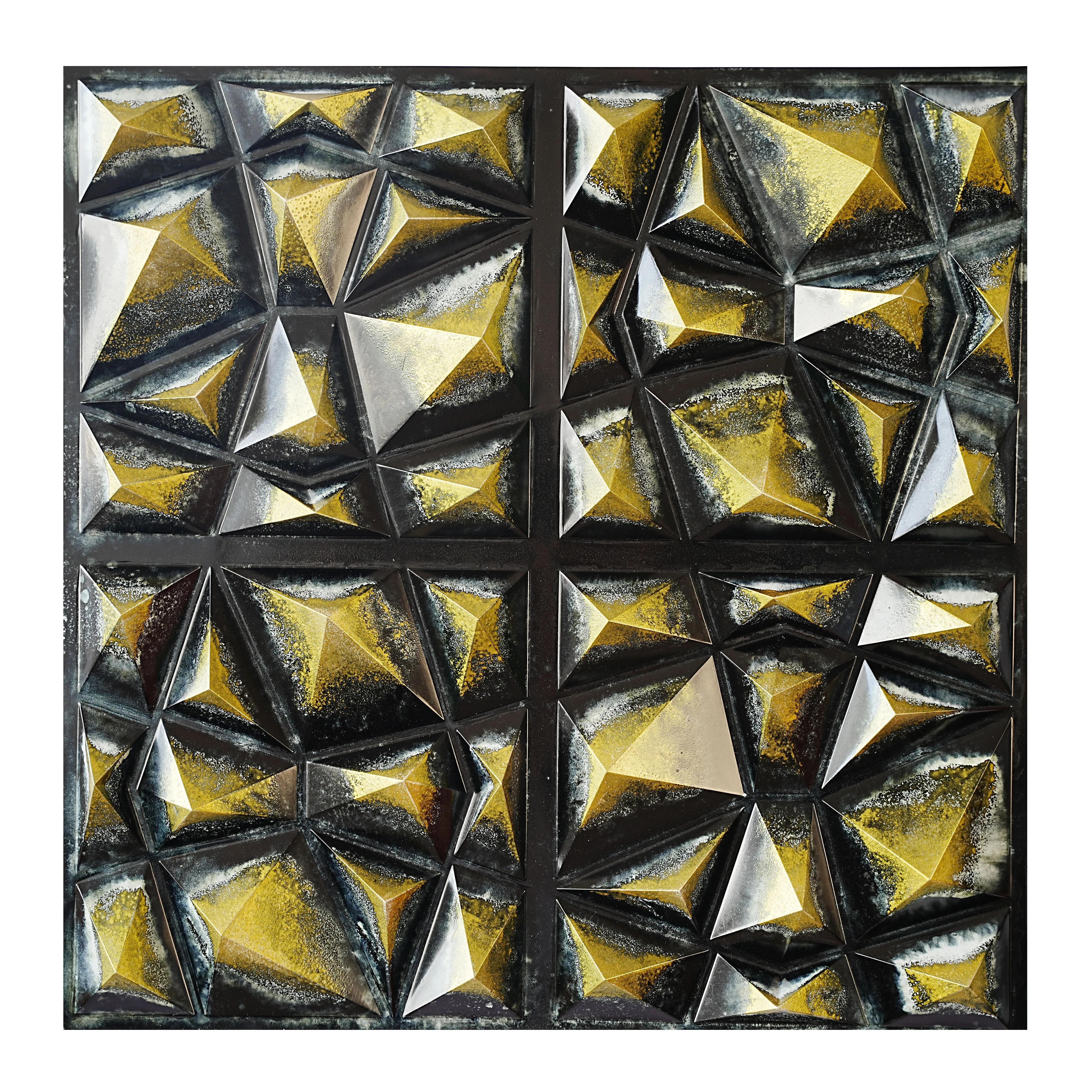 PVC Faux Tin Painting Panel Decorative Tin Wall Tile Modern designs for Cafe Club Salon PLM101 Black gold PAINTSDECOR