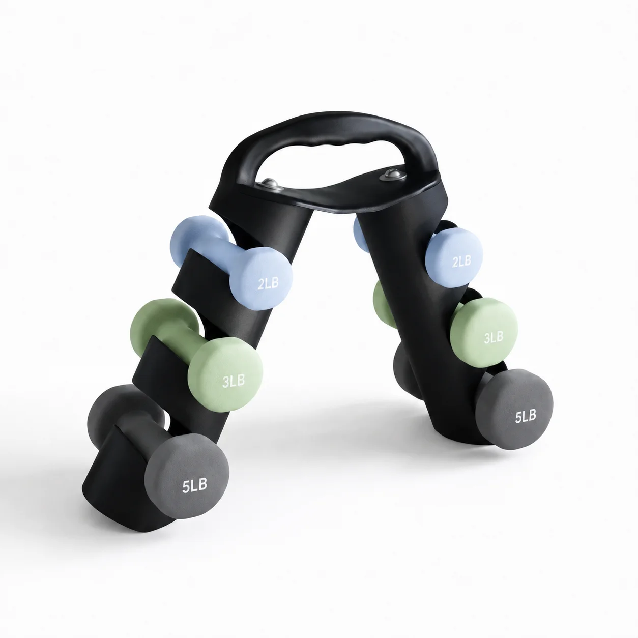 Custom Logo Neoprene Dumbbell Set with Folding Rack 2/3/5LB Home Gym Dumbbells product detail 1