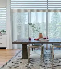 Vertical Shaded Gray Sheer Curtains with Cord Weight Dual Window Sheer Shades Luminette for Outdoor Big Window Door Treatment