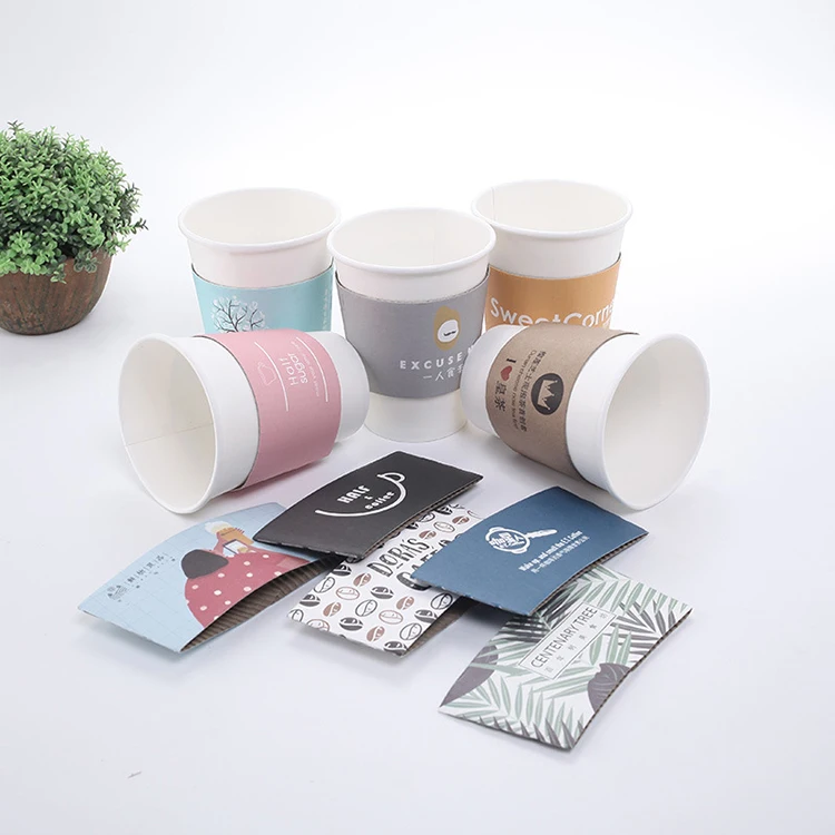 Custom Cup Sleeve Hot Cup Customized Logo Biodegradable Cardboard Kraft ...