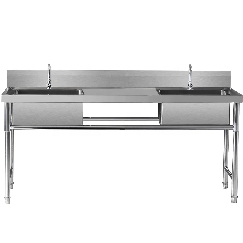 Durable Stainless Steel Washing Sink With Drainboard Hot Sale Stainless Steel Commercial Kitchen Sink