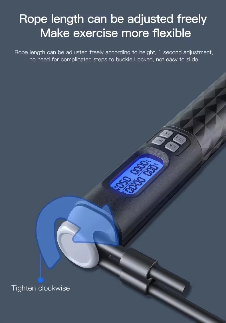 odm customized electronic fitness smart jump rope digital speed counter adjustable cordless skipping rope-9