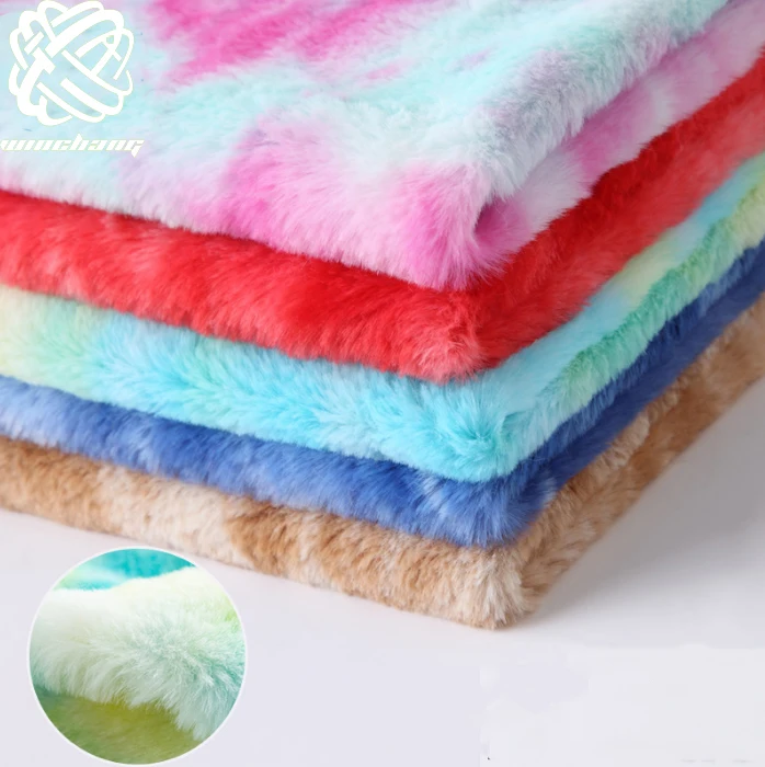 Ready To Ship 100 Polyester Wholesale Colorful PV Plush Long Pile Fake Fur Faux Rabbit Fur Fabric For Garment Toy