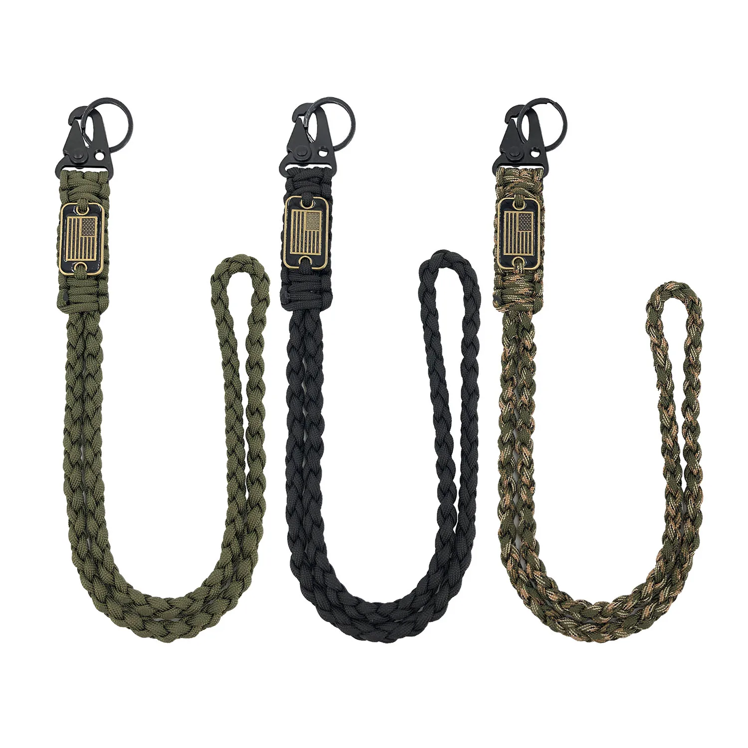 Factory Direct Sale Handmade Custom Flag Paracord Lanyard Paracord Keychain
